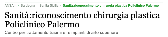 Centro di chirurgia della mano accreditato secondo i criteri FESSH (Federation of European Societies for Surgery of the Hand)